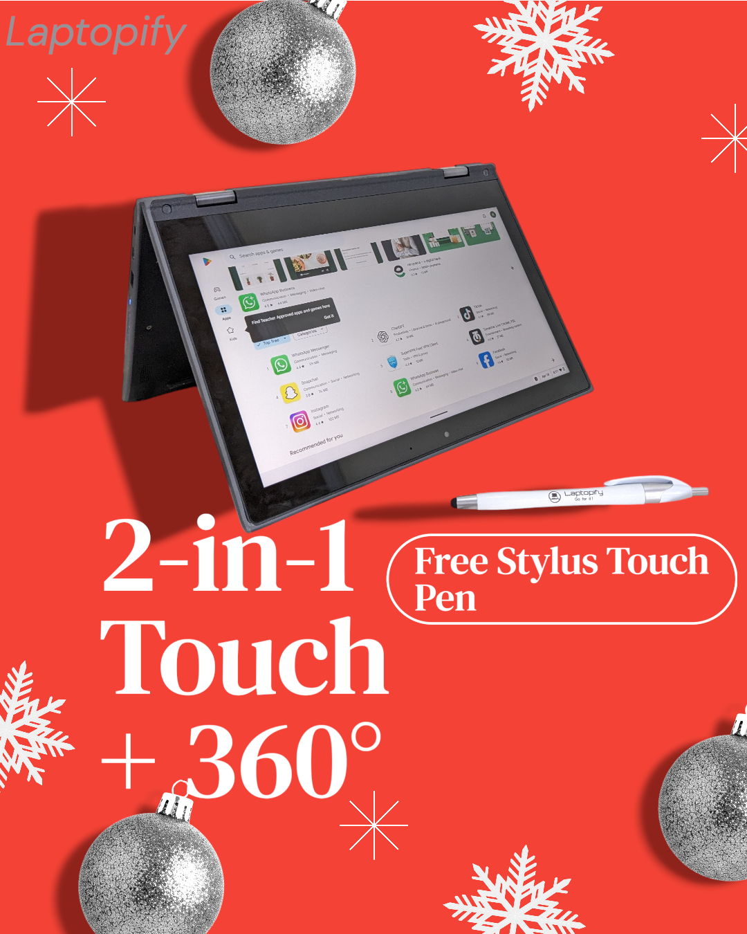 Lenevo 300e Gen 2 Touch 360 Chromebook - 4 GB Ram - 32 GB Storage - Free Stylus Pen - Updates 2027/2029